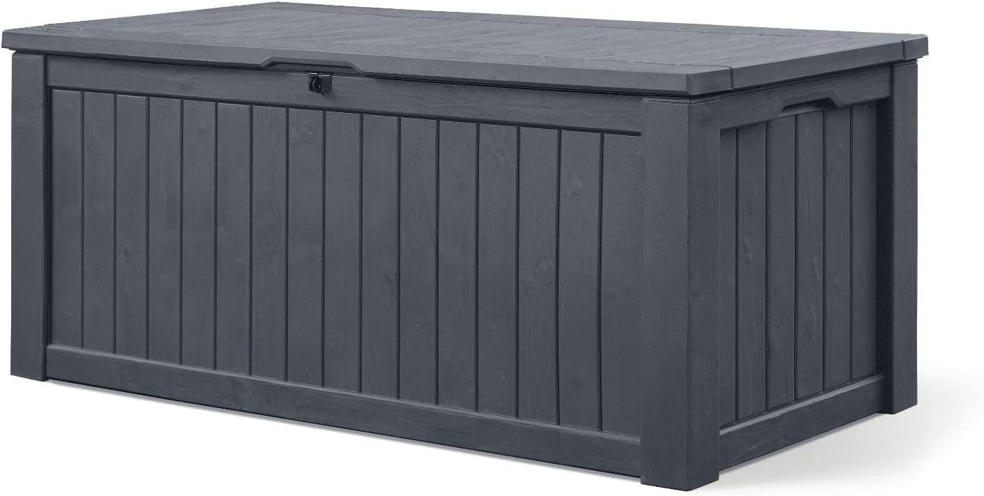 Koll living storage box, cushion box in modern wooden finish, 570 litres, 100% water-proof, with aeration to prevent horrible odours/mould, maximum weight supported by the cover: 250 kg (2 people)
