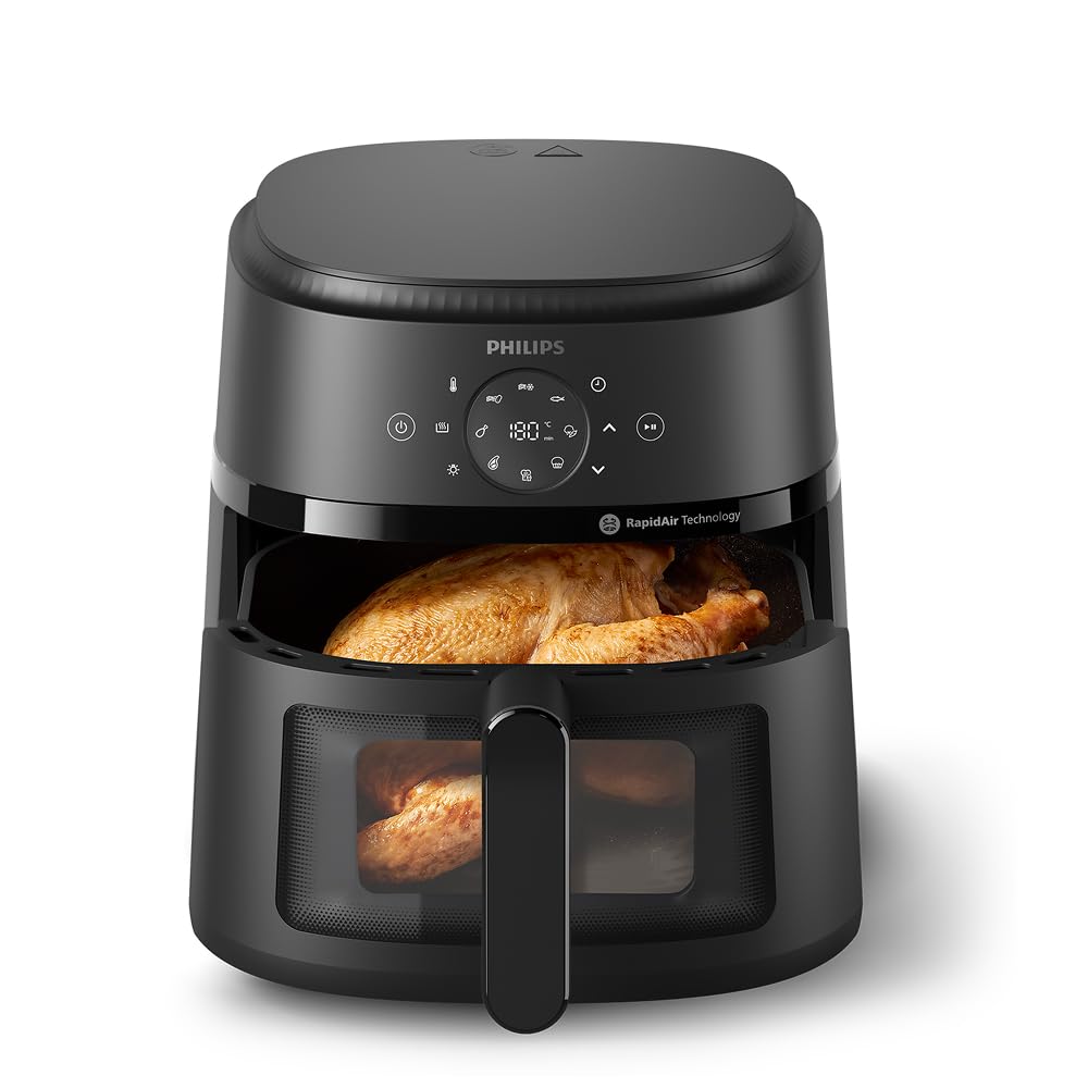 Philips Airfryer 2000 Series Hot Air Fryer, 4.2 L, Digital Touch Screen, 13 Cooking Options, 9 Preset Functions, 90% Less Fat with RapidAir Technology, 1500W Power, Black (NA229/00)