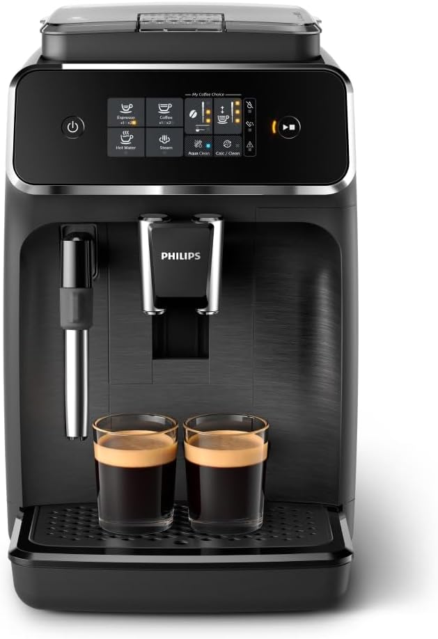 Philips 2200 Series Fully Automatic Coffee Machine, 2 Types of Coffee, Classic Milk Frother, Intuitive Touch Display, 100% Ceramic Grinder, Matt Black (EP2220/10)