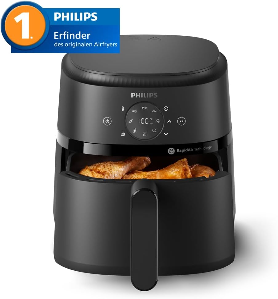 Philips Airfryer 2000 Series Hot Air Fryer, 4.2 L, Digital Touch Screen, 13 Cooking Options, 9 Preset Functions, 90% Less Fat with RapidAir Technology, 1500W Power, Black (NA229/00)