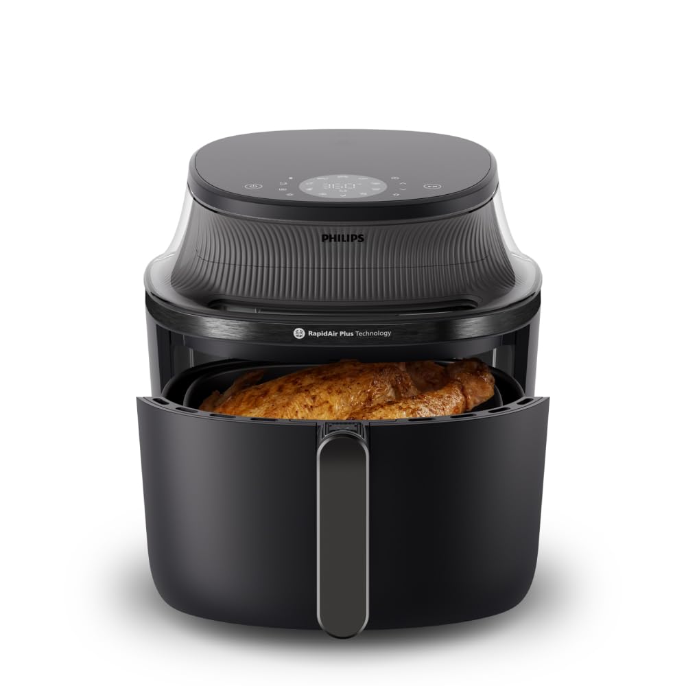 Philips Airfryer 2000 Series Hot Air Fryer, 4.2 L, Digital Touch Screen, 13 Cooking Options, 9 Preset Functions, 90% Less Fat with RapidAir Technology, 1500W Power, Black (NA229/00)