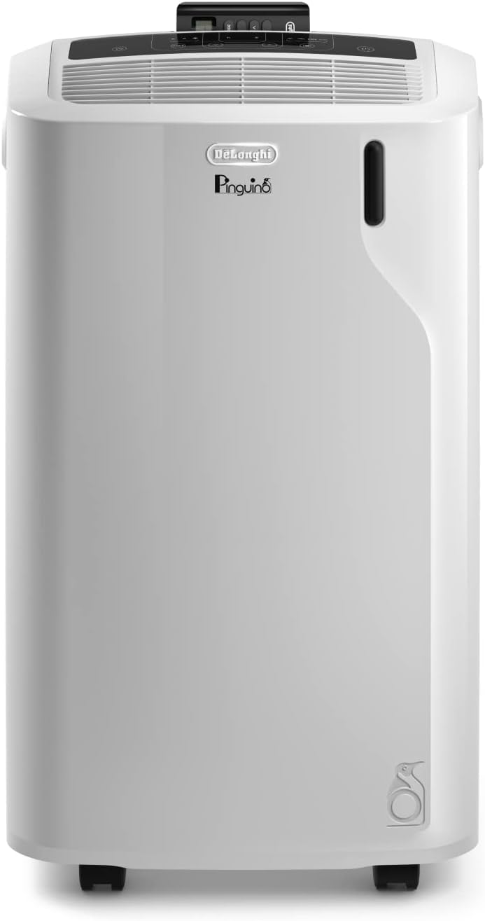 De’Longhi Pinguino PAC EM82 Eco Mobile Air Conditioner with Exhaust Hose, Dehumidification and Ventilation Function, Air Conditioning for Rooms up to 80 m³, Integrated Dust Filter and 24-hour Timer, White