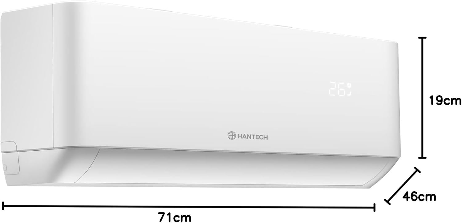HANTECH H-PRO Split Air Conditioner 12000 BTU for Rooms up to 45 m² as a Complete Set with Copper Lines - Air-to-Air Heat Pump Technology - Smart Home Compatible, WiFi - Heating, Cooling, Dehumidifying
