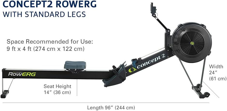 Concept2 RowErg Modell D: Rudergerät mit Luftwiderstand, Standardbeinen, Schwarz , 1