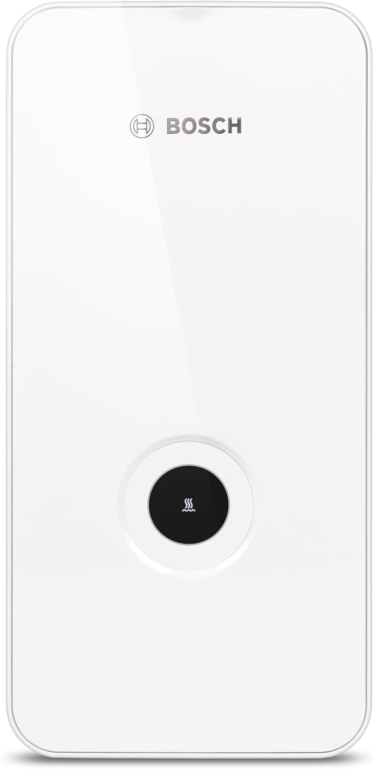 Bosch Tronic Line Electronically Controlled Instantaneous Water Heater 15/18/21 kW - Switchable, Pressure-Resistant, Continuous Temperature Selection, Modern Glass Look, White [Energy Class A]