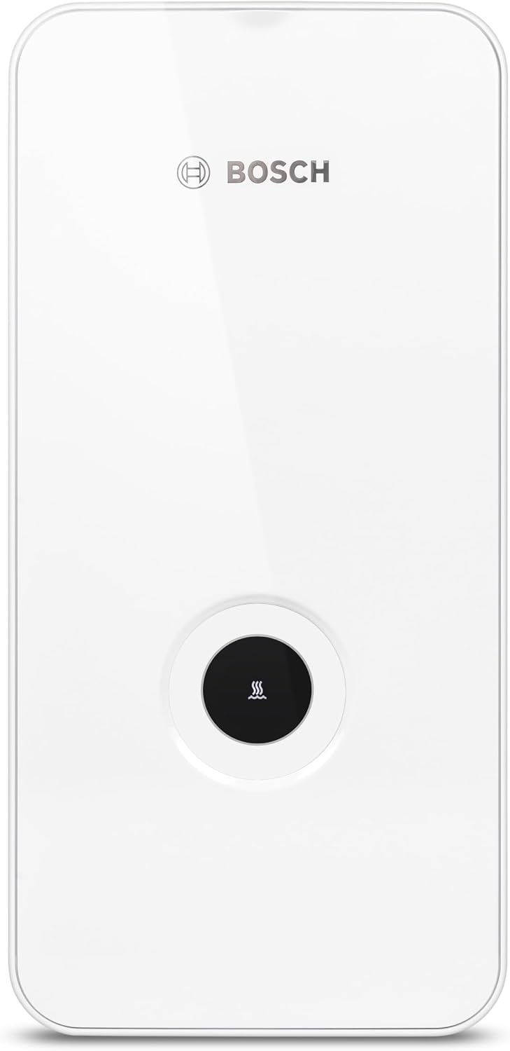 Bosch Tronic Line Electronically Controlled Instantaneous Water Heater 15/18/21 kW - Switchable, Pressure-Resistant, Continuous Temperature Selection, Modern Glass Look, White [Energy Class A]