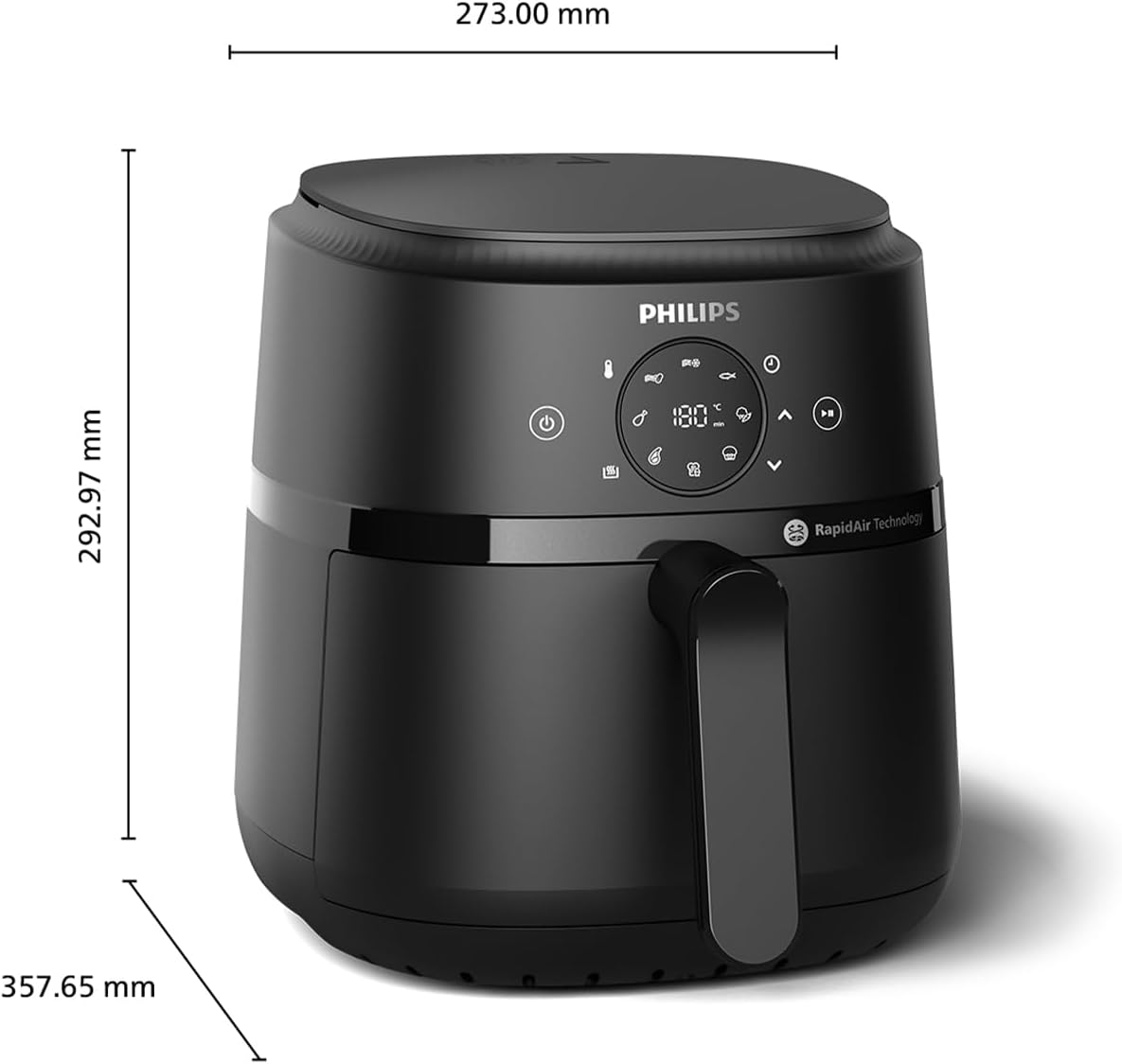 Philips Airfryer 2000 Series Hot Air Fryer, 4.2 L, Digital Touch Screen, 13 Cooking Options, 9 Preset Functions, 90% Less Fat with RapidAir Technology, 1500W Power, Black (NA229/00)