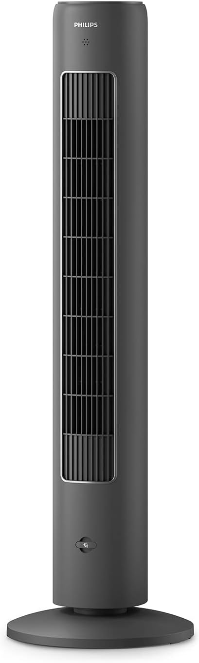 PHILIPS Oszillierender Turmventilator 5000 Serie, 105 cm, Fernbedienung, Timer, 3 Geschwindigkeiten, 3 Modi, 40W, leistungsstarker leiser Luftstrom, geeignet als Aroma-Diffuser, grau (CX5535/11)