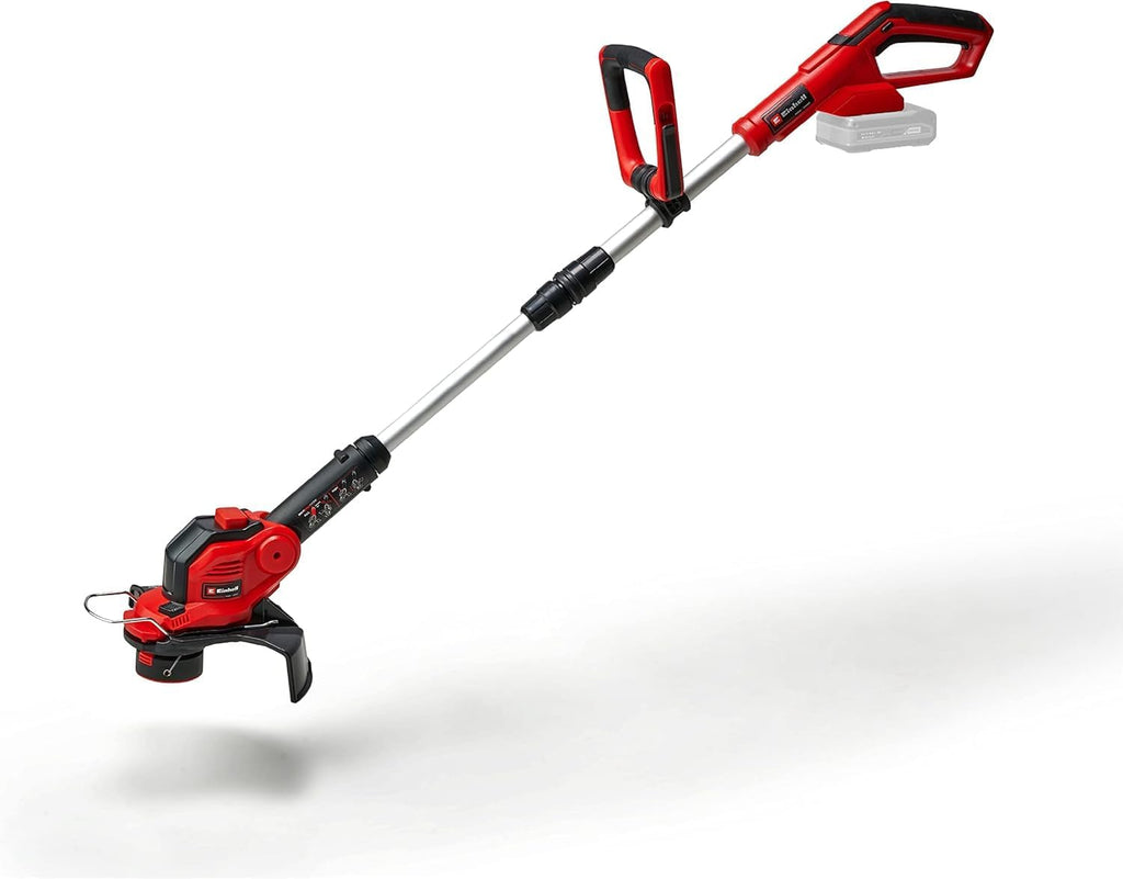 Einhell GE-CT 18/28 Li-Solo Power X-Change Cordless Grass Trimmer (18 V, 28 cm Cutting Width Thread, Rotatable and Tilting Motor Head, without Battery and Charger), Red/Black