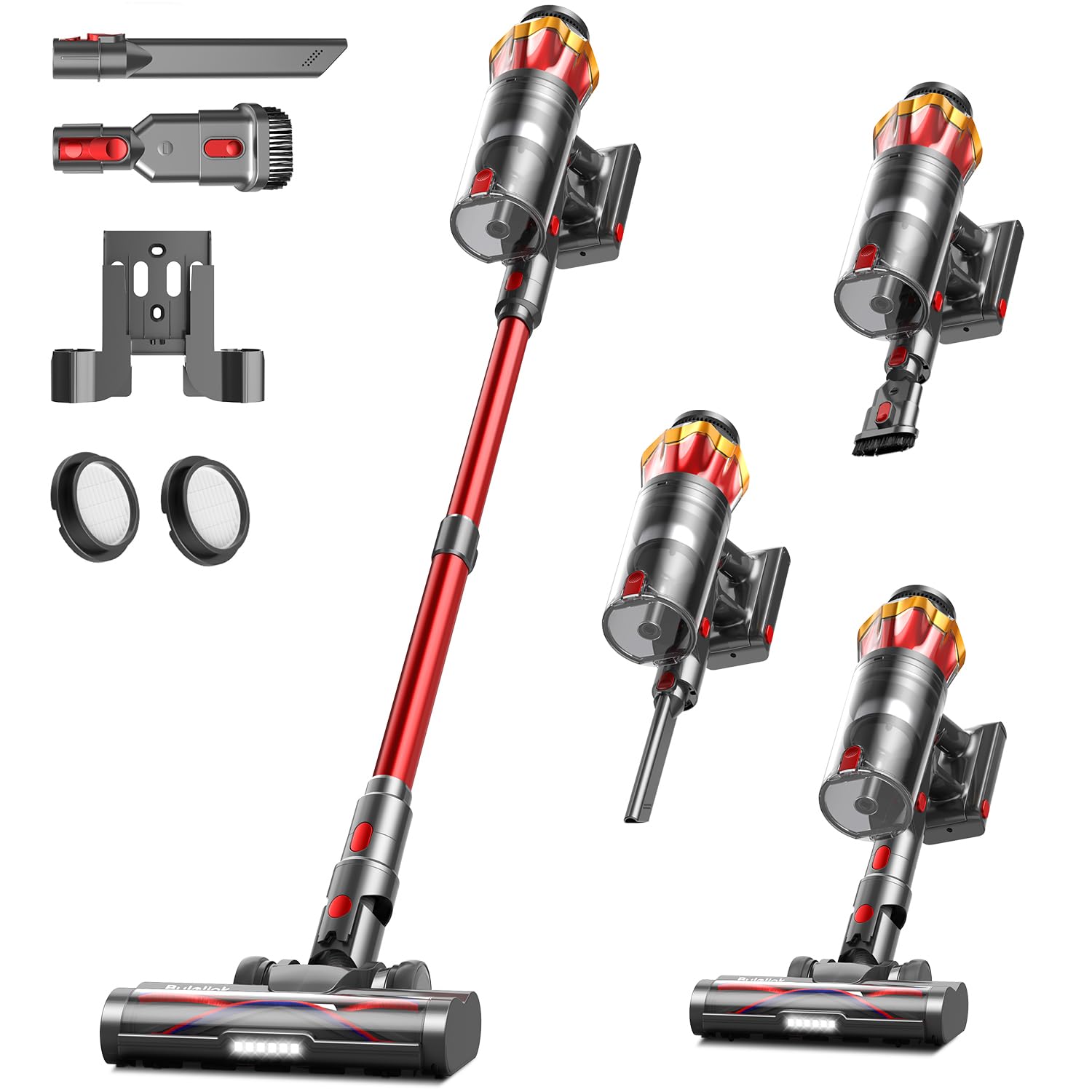 Battery Vacuum Cleaner 45000 Pa/550 W/65 Min, 1.6 L Wireless Vacuum Cleaner with Display, Anti-Tangle Brush, Self-Standing, Wall Charging Station, 8-Layer Filtration, Ultra Quiet, for Pet Hair/Carpets/Hard Floors/Car