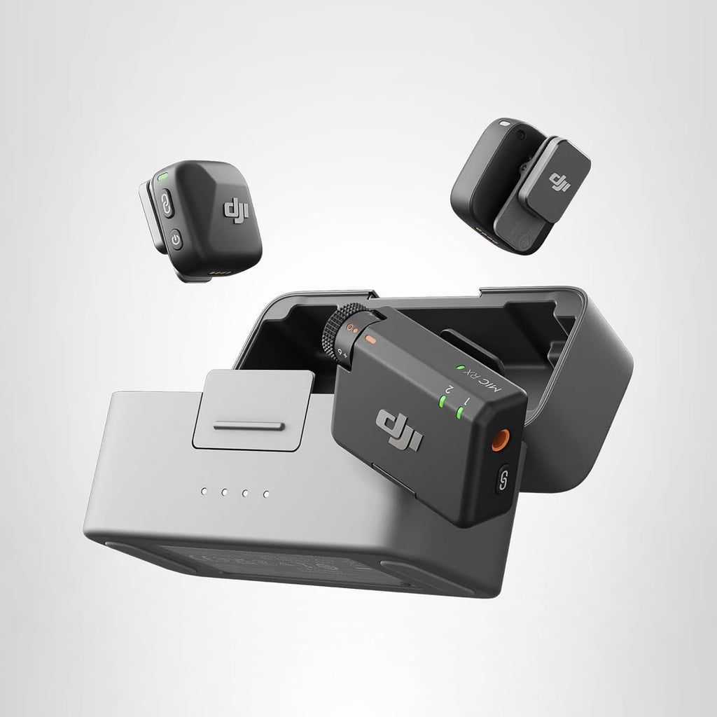 DJI Mic Mini (2 Transmitters, 1 Receiver, Charging Cradle), Wireless Lavalier Microphone, Bluetooth Microphone, OsmoAudio, 48 Hours Use, Mini Microphone for Mobile Phone/Camera, iPhone, Android, Vlog