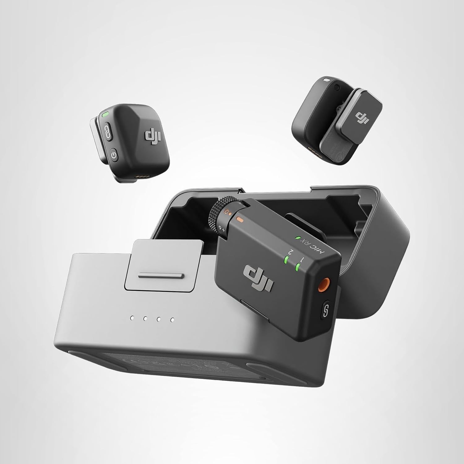 DJI Mic Mini (2 Transmitters, 1 Receiver, Charging Cradle), Wireless Lavalier Microphone, Bluetooth Microphone, OsmoAudio, 48 Hours Use, Mini Microphone for Mobile Phone/Camera, iPhone, Android, Vlog