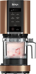 Ninja CREAMi Eismaschine & Frozen Dessert Maker mit 3 Behältern, 7 Programmen, macht Eiscreme, Gelato, Sorbet, Smoothie Bowl, Milchshakes und mehr, macht 1,4 L Eiscreme, Schwarz & Kupfer, NC300EUCP