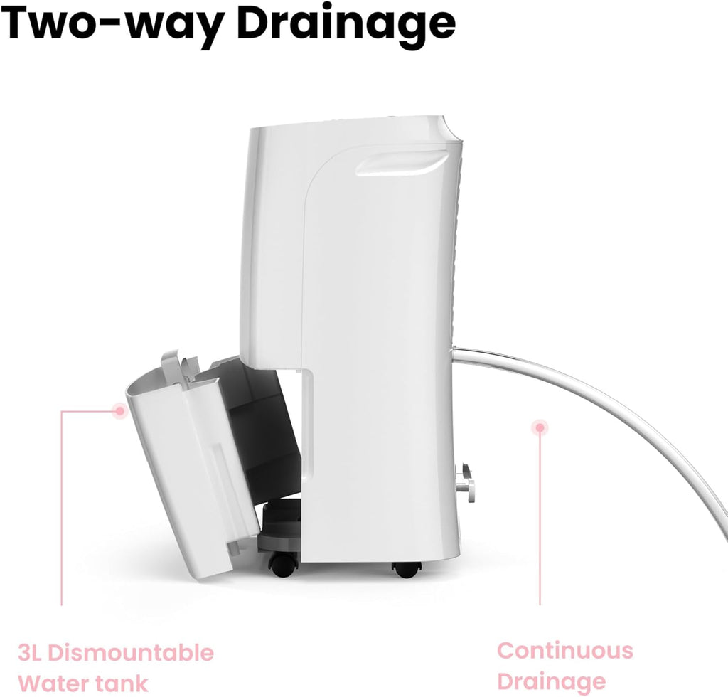 Comfee Dehumidifier 20L/24h, Room size approx. 100m³ (40m²), APP-compatible, Smart mode, 24-hour timer, 3L water tank, Against moisture, MDDF-20DEN7-WF