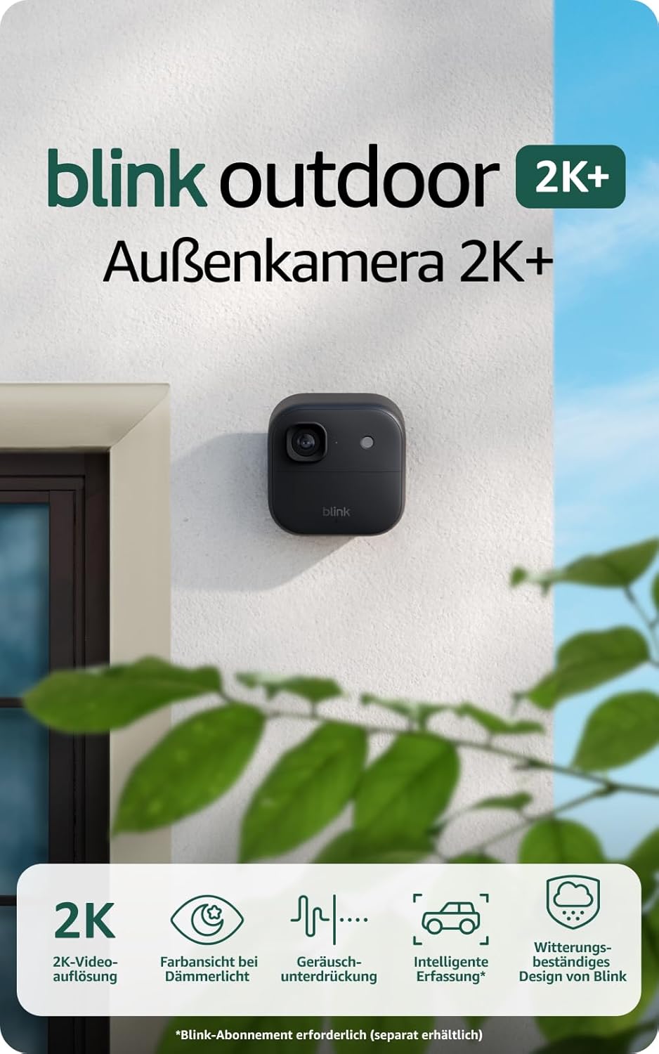 Blink Outdoor Camera 2K+ (newest gen) — Wireless smart security camera, 2K video resolution, enhanced audio, up to two-year battery. Sync Module Core included — 1 camera system, Black