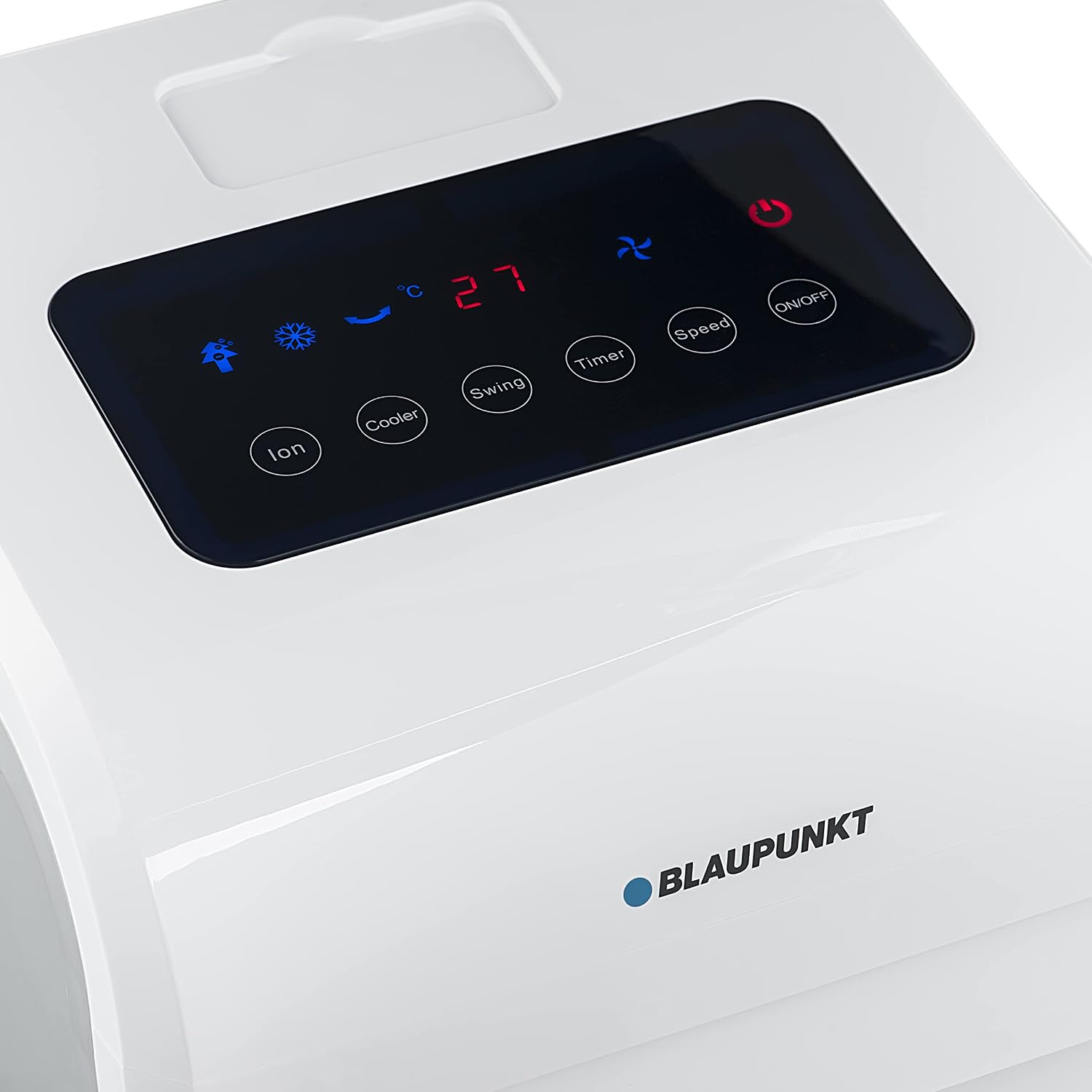 Blaupunkt Tragbares Verdunstungs-Klimagerät, Leistung 80 W, Ionisator-Funktion, digitale Paneele, Wasserbehälter 6 l und Timer 12 h | Weiß | Digital-Display