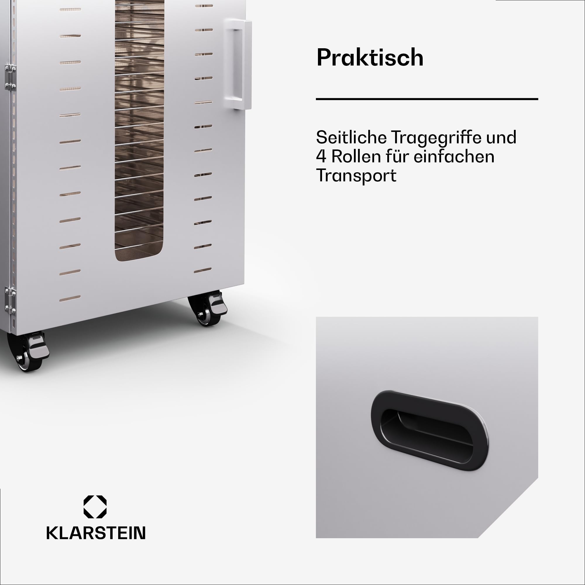Klarstein Dörrautomat Edelstahl – 4.000-W-Dörrgerät, 48 Edelstahl-Einlegeböden, 30–90 °C, 24-Stunden-Timer, 6 Ventilatoren, 2 Trockenkammern, 50–55 dB, ideal für Obst, Gemüse, Fleisch, Kräuter, Silbero