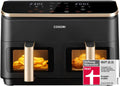 COSORI Hot Air Fryer, 2 Compartments, 6-in-1, Dual Zone, XXL, 8.5 L, Two Chambers, with Viewing Window, for Full Meals, 50 Recipes, Energy-Saving
