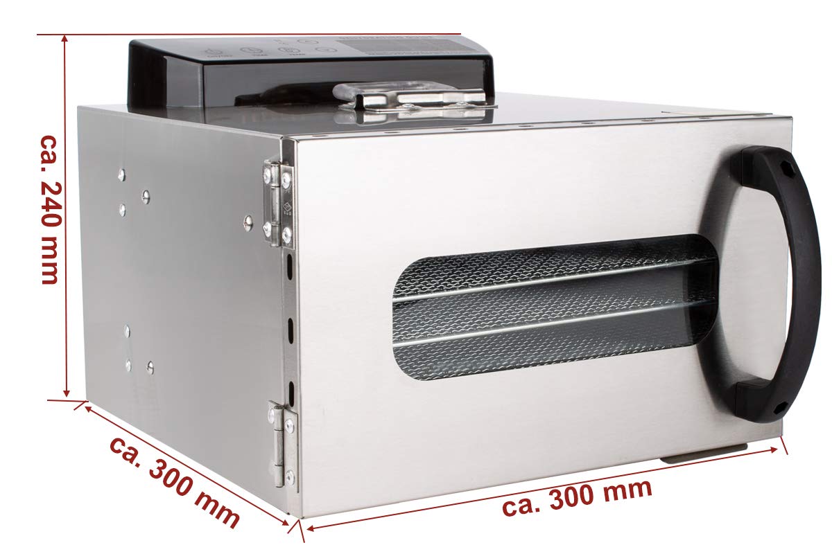 Beeketal 'BDA-15' Dörrautomat aus Edelstahl mit 10 Etagen, Zeitschaltuhr (max. 24h), einstellbarer Temperatur (30-90 °C) und LED Bedienfeld - Profi Gastro Dörrgerät inkl. 10 Einlegegittero
