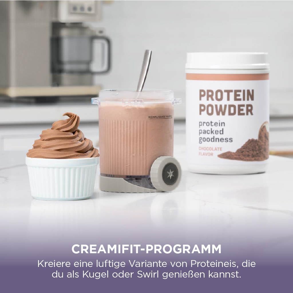 Ninja CREAMi Scoop & Swirl Eismaschine mit 2 Behältern, 13 Funktionen, für Eiscreme, Softeis, Gelato, Sorbet, Milchshakes und mehr, mit Mix-In-Funktion, Stone Gold NC701EUSTGD