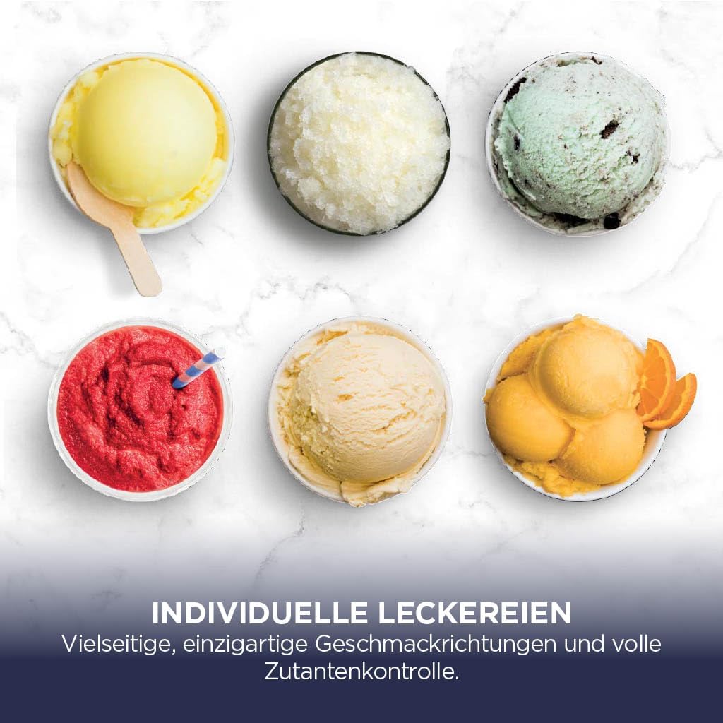 Ninja CREAMi Deluxe Eismaschine mit 2 Behältern, 10 Funktionen, Dessert & Ice Cream Maker für Eiscreme, Sorbet, Frozen Joghurt, Milchshakes, Slushi, 2-in-1 Geschmacksoption, Stone Gold, NC502EUSTGD