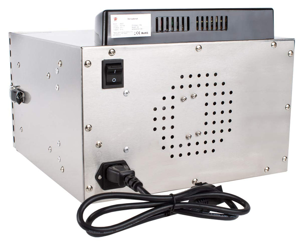 Beeketal 'BDA-15' Dörrautomat aus Edelstahl mit 10 Etagen, Zeitschaltuhr (max. 24h), einstellbarer Temperatur (30-90 °C) und LED Bedienfeld - Profi Gastro Dörrgerät inkl. 10 Einlegegittero