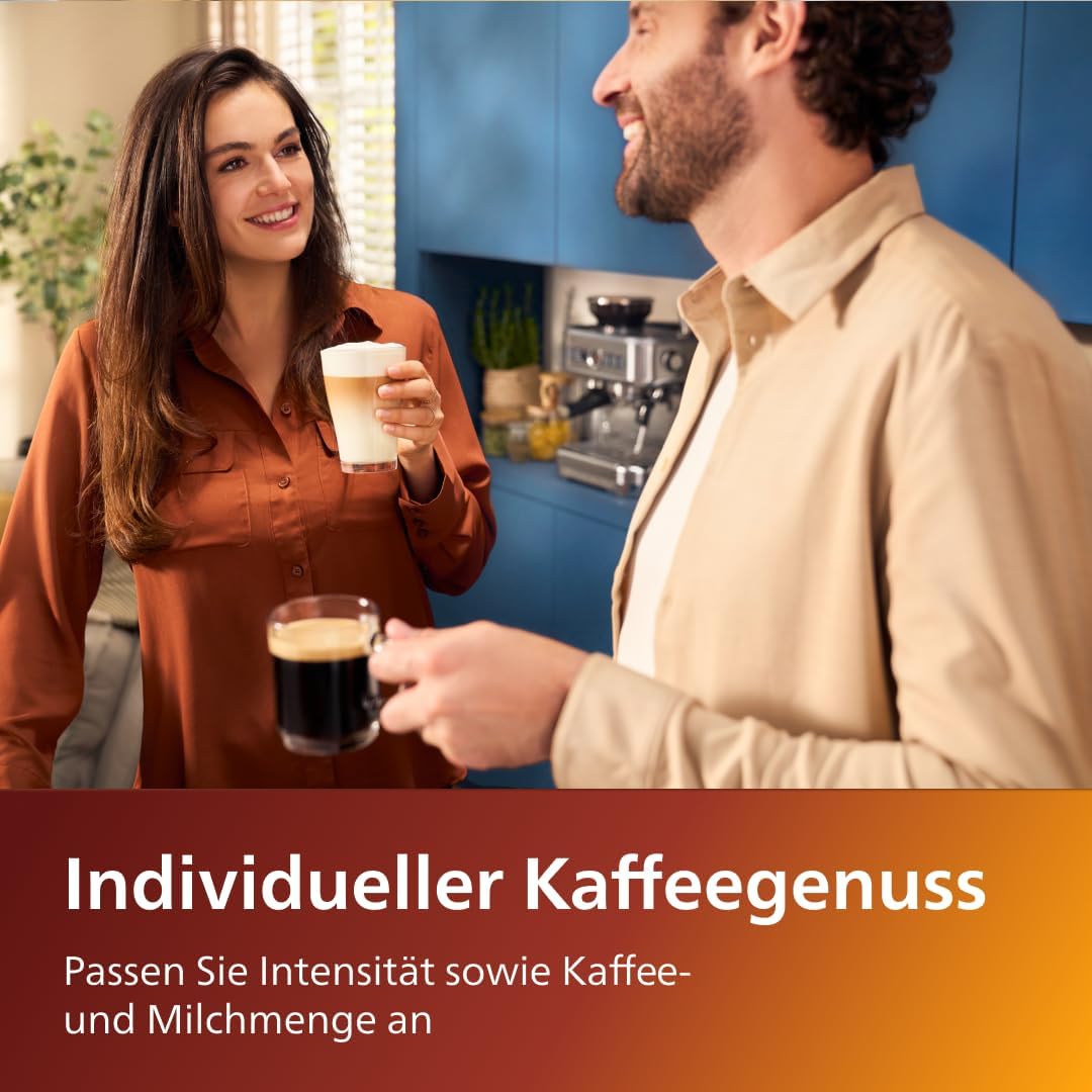 PHILIPS LatteGo Series 5400 Fully Automatic Coffee Machine, 12 Drinks, Milk Frother, Touch Screen, 4 Profiles, Chrome Finish (EP5447/90)