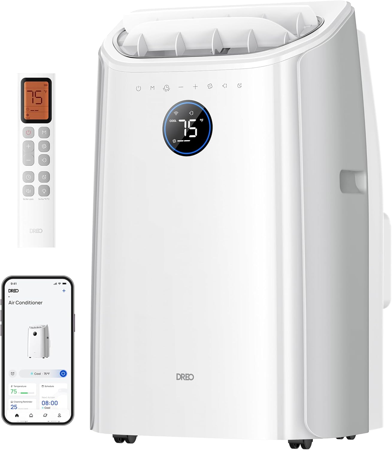 DREO 12000BTU Mobile Air Conditioner (3-in-1 Cooling/Ventilation/Dehumidification) Quiet for Bedroom/Office, App Control/Voice Command/Remote Control, Drainage Free, Window Kit, 3.2L/H AC516S