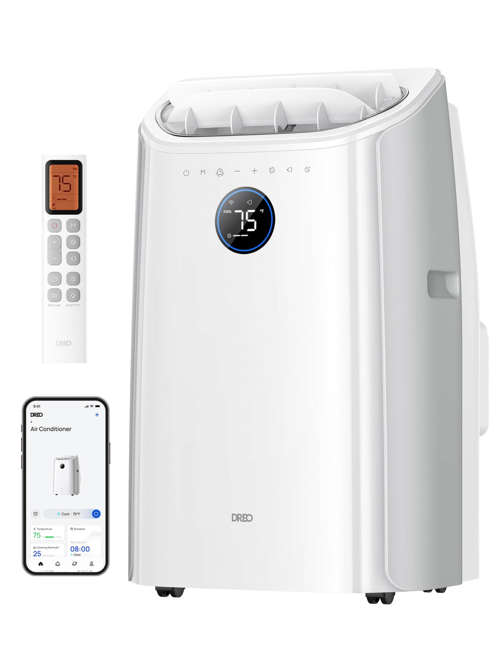 DREO Mobile Air Conditioner, 10,000 BTU Portable Air Conditioner for Bedroom, 3-in-1 Cooling/Ventilation/Dehumidification, Drainage-free Cooling, App/Voice Control/Remote Control, 24-Hour Timer, AC515S