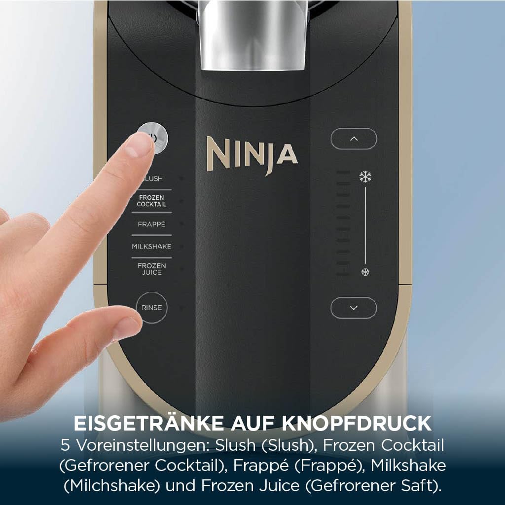 Ninja SLUSHi FS301EUSTGD Slush Ice Cocktail Frappe Milkshakes & Frozen Juice Machine - WhisperChill Technology - Holds 1.9L - Stone Gold