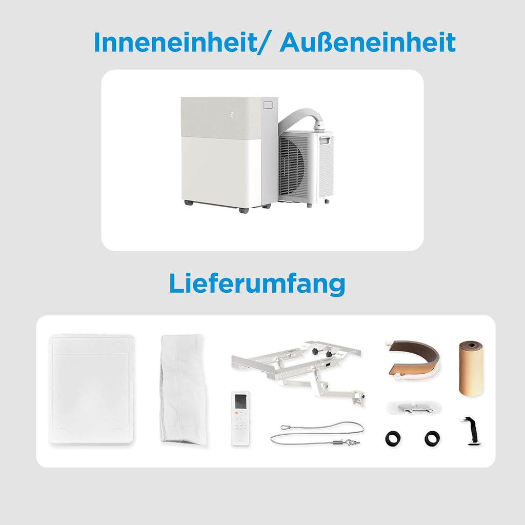 Midea PortaSplit-E Mobile Air Conditioner, Cooling A++/Heating A+, 12000 BTU 3.5 kW, Mini Split Air Conditioning, Peach, for Rooms up to 42 m² / 105 m³, Only 39 dB(A) in Silent Mode [Energy Class A++]