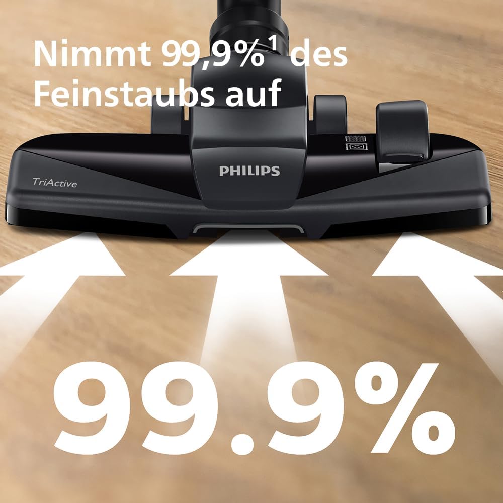 Philips PowerPro Compact Vacuum Cleaner - Lightweight, Bagless, 900W Suction Power, TriActive Nozzle for Hard Floors and Carpet, Allergy H13 HEPA Filter, PowerCyclone 5 Technology (FC9332/09)