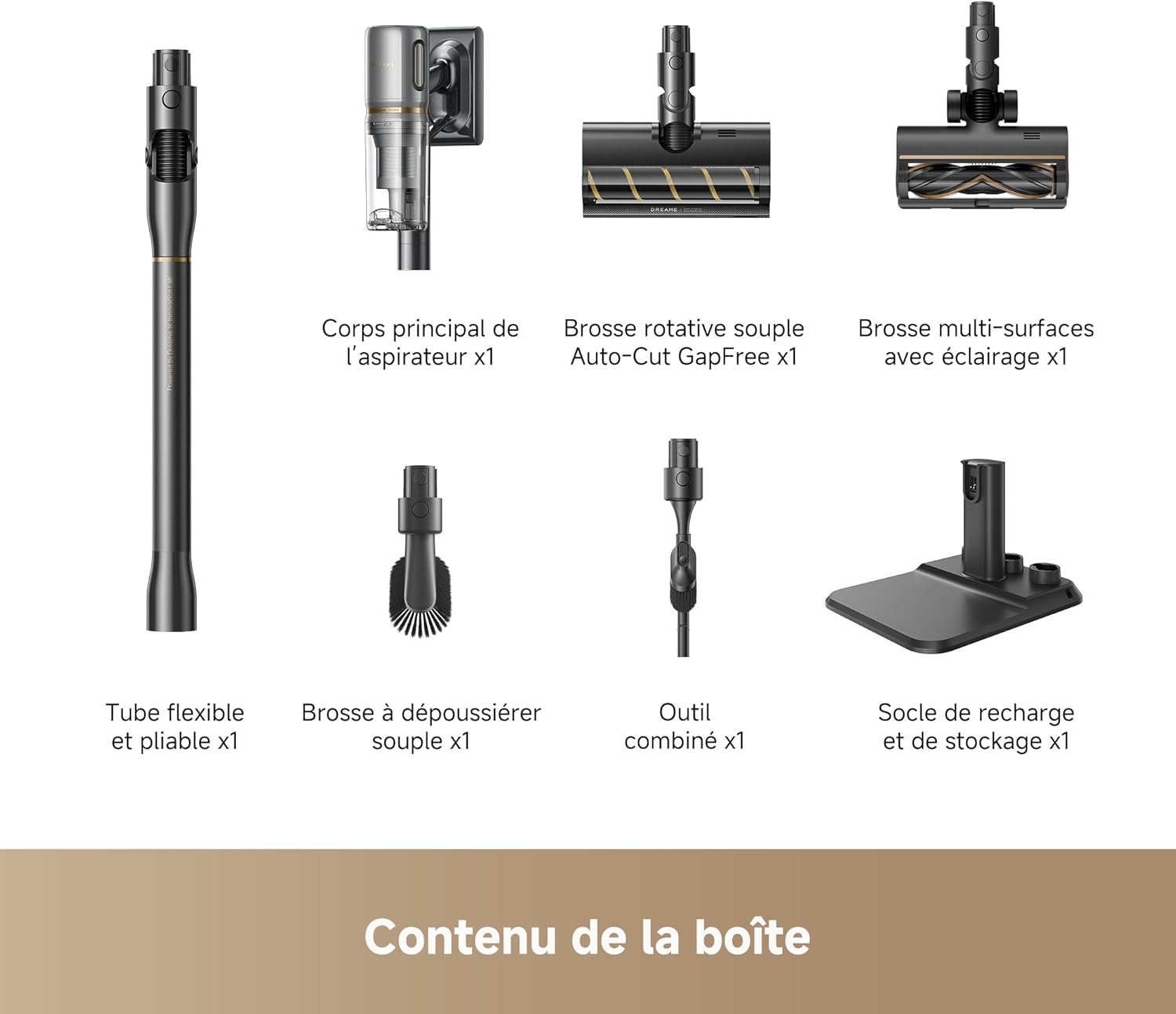 dreame V20 Pro-A Cordless Vacuum Cleaner, 0.01 mm Edges, Hard Floors, Carpets and Hair, Tangle-Free, 24000PA / 210AW, Autonomy of 90 Min, Filtration 99.99%