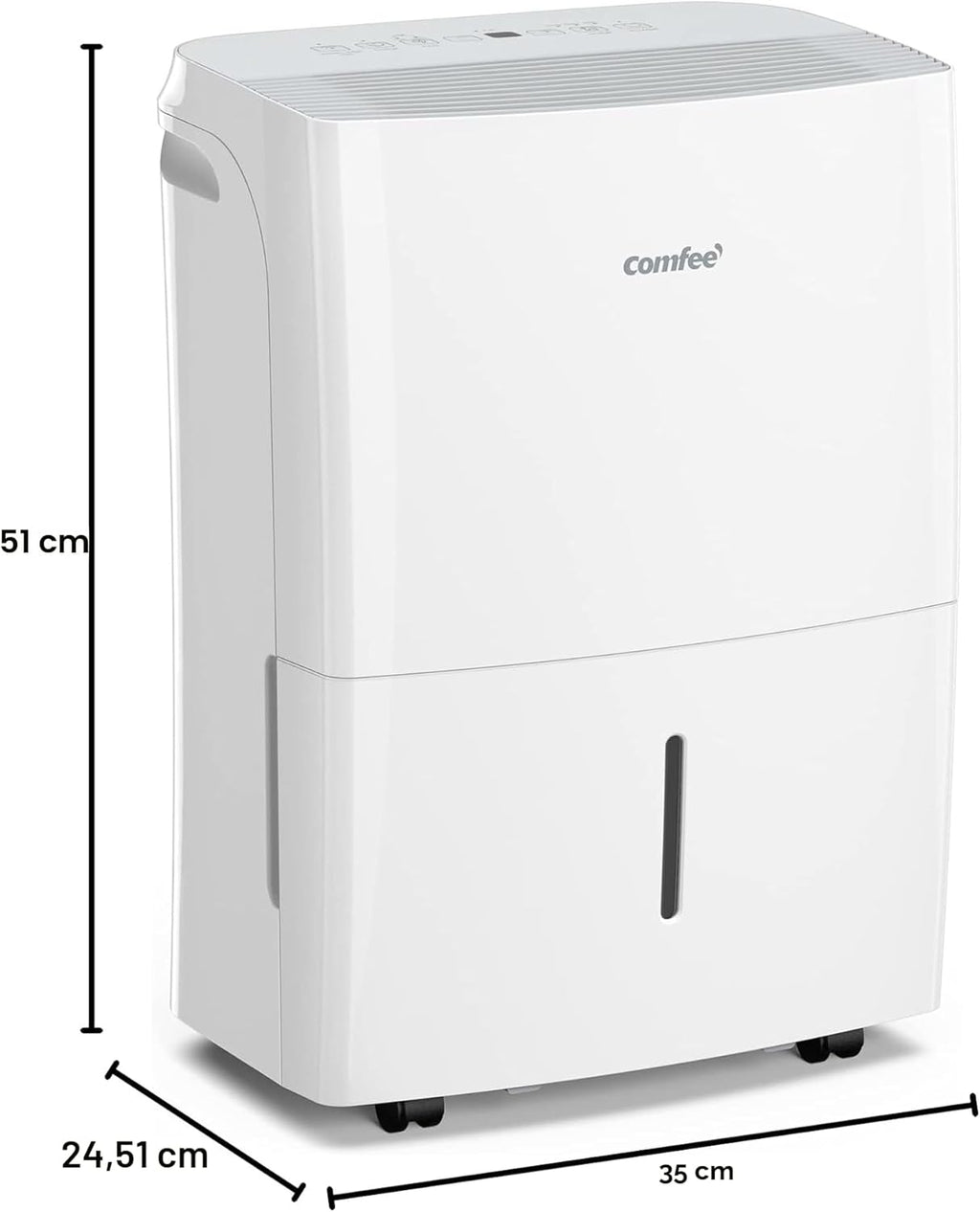 Comfee Dehumidifier 20L/24h, Room size approx. 100m³ (40m²), APP-compatible, Smart mode, 24-hour timer, 3L water tank, Against moisture, MDDF-20DEN7-WF