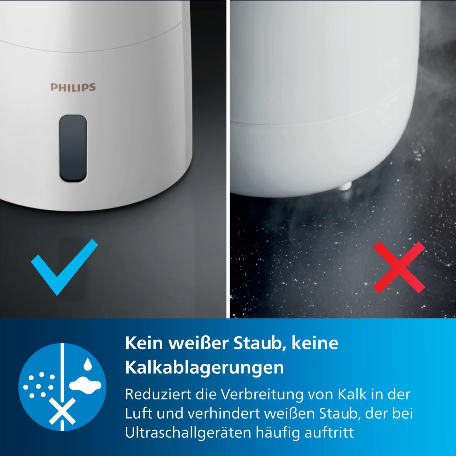 Philips Humidifier 3000 Series HU3916/10 (up to 45 m², hygienic NanoCloud technology, quiet night mode, automatic mode, 3 litre water tank) white