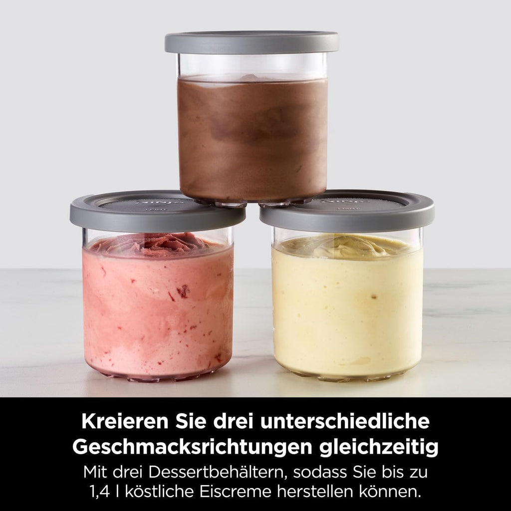Ninja CREAMi Eismaschine & Frozen Dessert Maker mit 3 Behältern, 7 Programmen, macht Eiscreme, Gelato, Sorbet, Smoothie Bowl, Milchshakes und mehr, macht 1,4 L Eiscreme, Schwarz & Kupfer, NC300EUCP