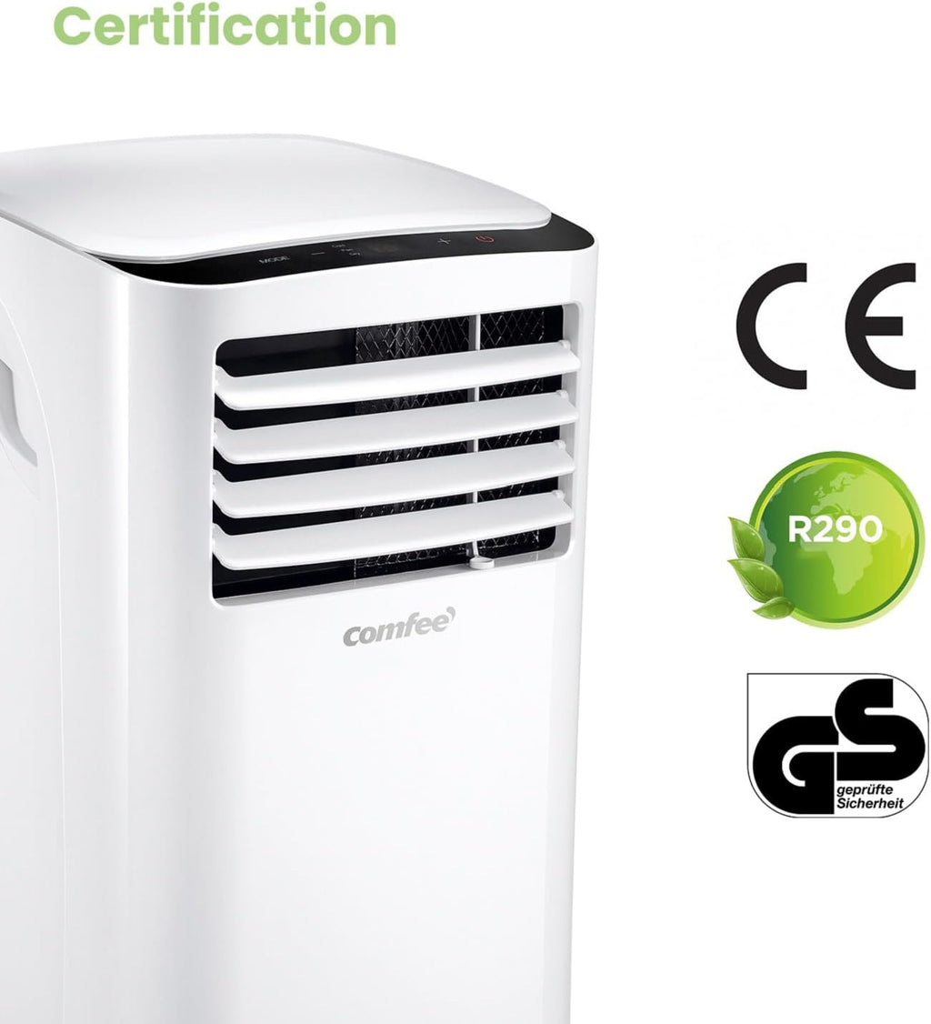Comfee MPPH-09CRN7 Mobile Air Conditioner, 9,000 BTU, 2.6 kW, Cooling, Ventilating & Dehumidifying, Room Size up to 88 m³ (33 m²), with Exhaust Hose