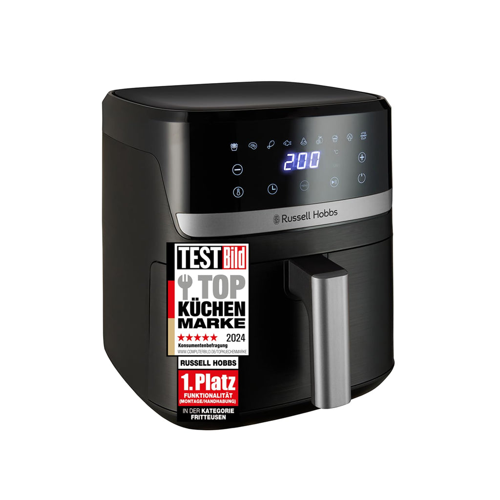 Russell Hobbs SatisFry 27632-56 Hot Air Fryer XXL 8.3 L Compact Housing, Very Quiet, Pizza Diameter 26 cm (9 Programmes, Dishwasher Safe, Fryer without Oil, TouchScreen, Grilling, Baking)