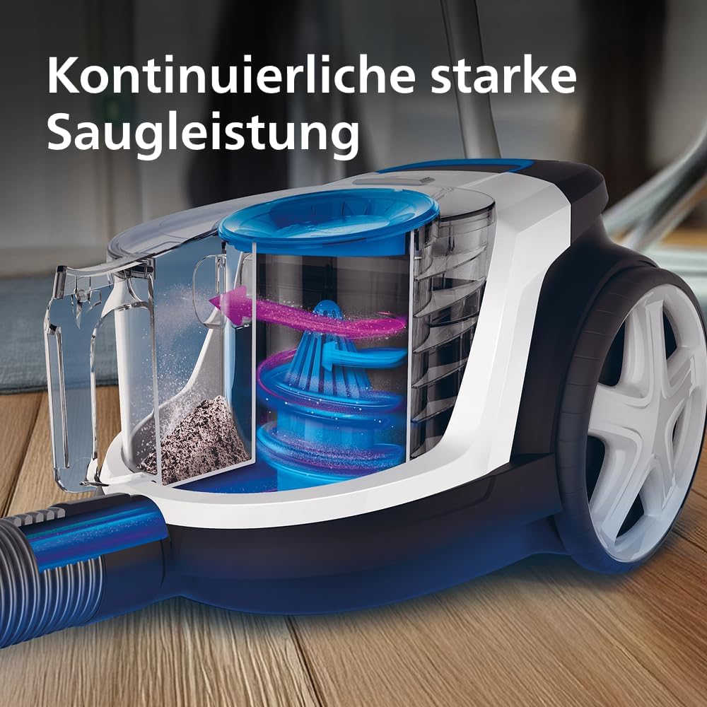 Philips PowerPro Compact Vacuum Cleaner - Lightweight, Bagless, 900W Suction Power, TriActive Nozzle for Hard Floors and Carpet, Allergy H13 HEPA Filter, PowerCyclone 5 Technology (FC9332/09)