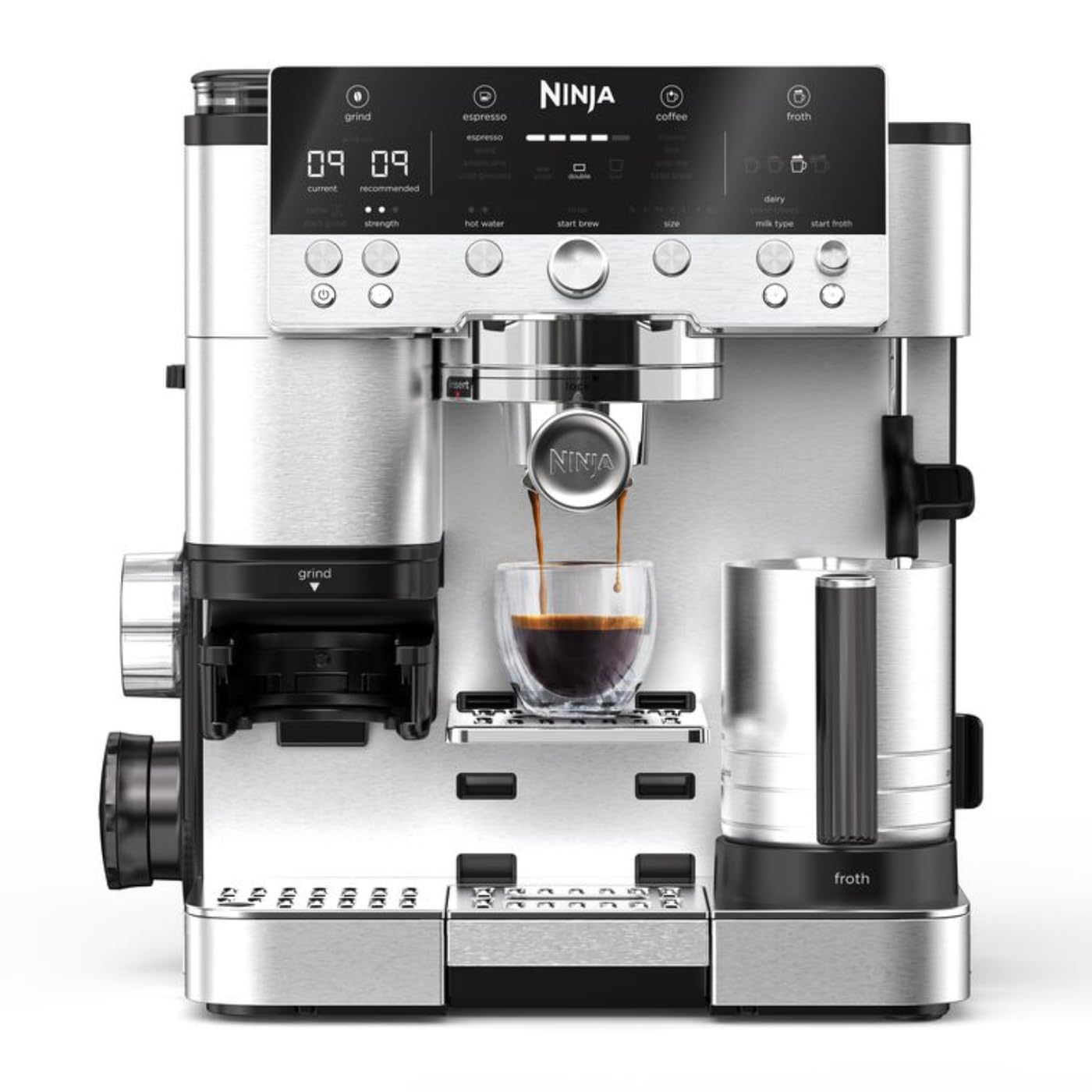 Ninja Luxe Premier 3-in-1 Espresso Cold Brew & Filter Coffee Maker 4 Automatic Foam Settings Grey Metal