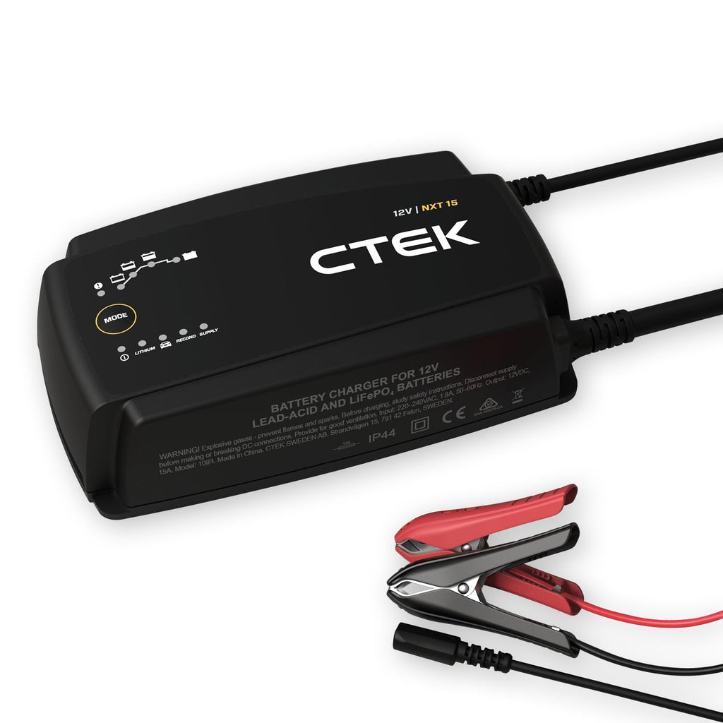 CTEK NXT 5 Smart Battery Charger 12V 5A Compatible with Lead Acid and Lithium Batteries, Reconditioning Mode, AGM Optimization, Temperature Compensation, Convenient Battery Maintenance Device