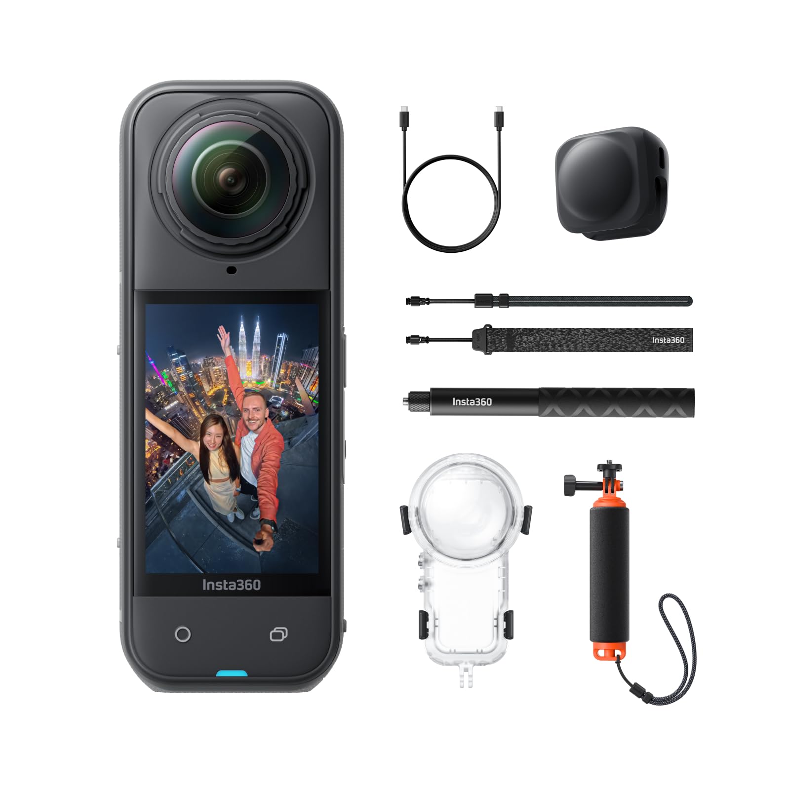 Insta360 X5 Must-Have Bundle, Waterproof 8K 360° Camera, Low Light Lead, Invisible Selfie Stick Effect, Robust & Replaceable Lenses, 3 Hour Battery, Integrated Wind Protection, Stabilisation