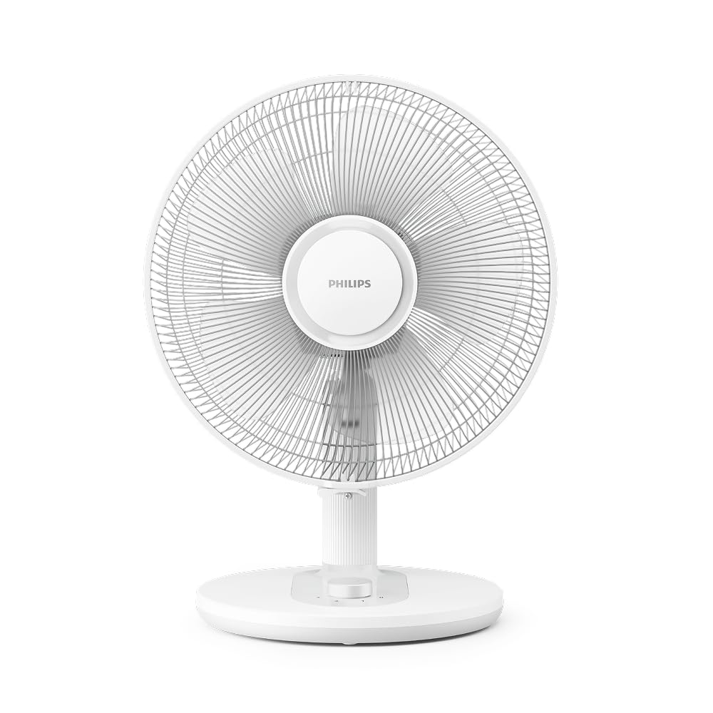 PHILIPS oszillierender Tischventilator Serie 3000, stark & superleise mit SilentWings-Technologie mit 23 dB, leicht zu tragen, Neigung 180°, Timer, schwarz (CX3050/01)