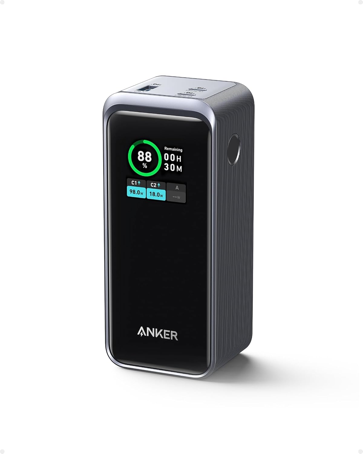 Anker Prime Power Bank, 72 Wh External Battery with 200 W Power, Digital Display, 2 x USB-C and 1 x USB-A Port, Compatible with iPhone 17/16/15/14 Series, Samsung, MacBook, Dell, and More