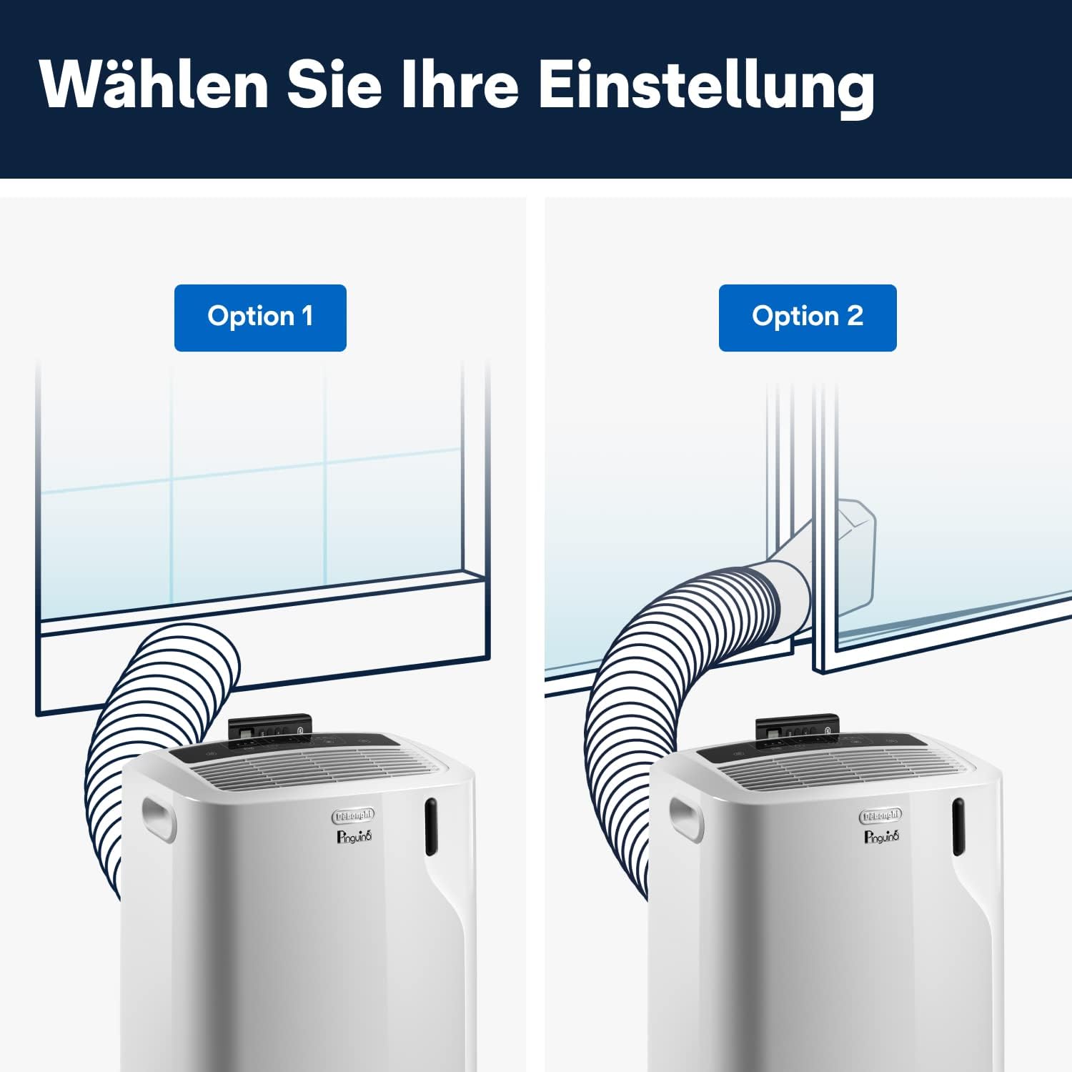 De’Longhi Pinguino PAC EM82 Eco Mobile Air Conditioner with Exhaust Hose, Dehumidification and Ventilation Function, Air Conditioning for Rooms up to 80 m³, Integrated Dust Filter and 24-hour Timer, White