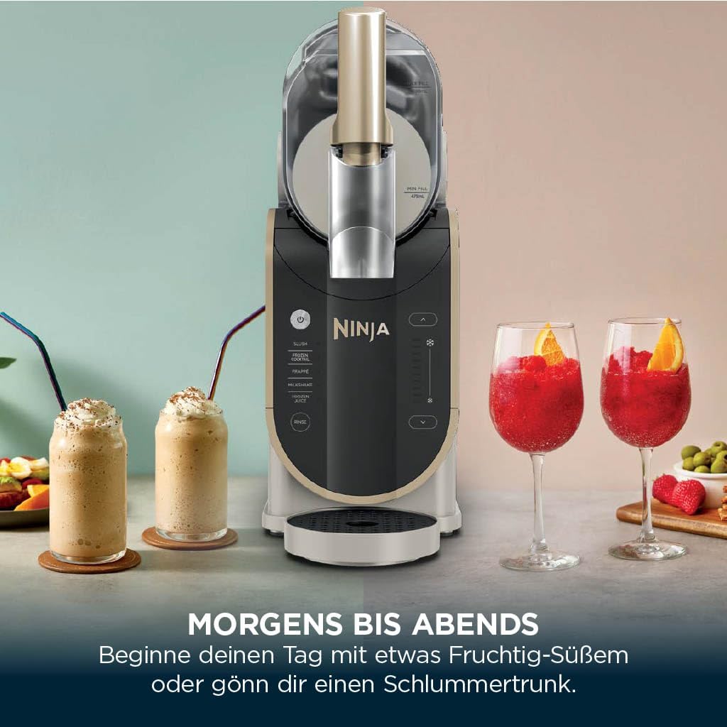 Ninja SLUSHi FS301EUSTGD Slush Ice Cocktail Frappe Milkshakes & Frozen Juice Machine - WhisperChill Technology - Holds 1.9L - Stone Gold