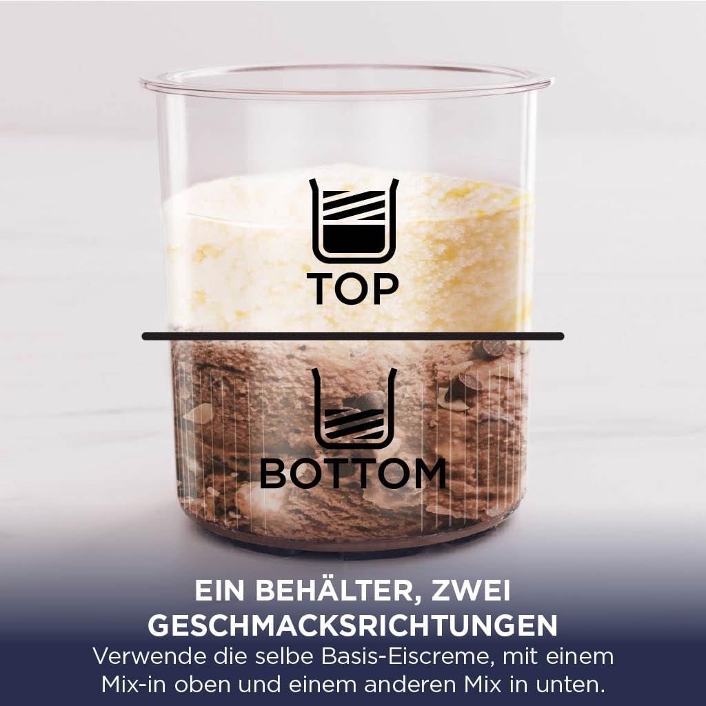 Ninja CREAMi Deluxe Eismaschine mit 2 Behältern, 10 Funktionen, Dessert & Ice Cream Maker für Eiscreme, Sorbet, Frozen Joghurt, Milchshakes, Slushi, 2-in-1 Geschmacksoption, Stone Gold, NC502EUSTGD