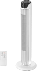 Midea FZ10-17JR(WH) Turmventilator Leise mit Fernbedienung 92CM, mobiler Lüfter,Ventilator Säulenventilator,7 Stunden Timer,3 Modi,3 Geschwindigkeiten,45W Standventilator, Weiß