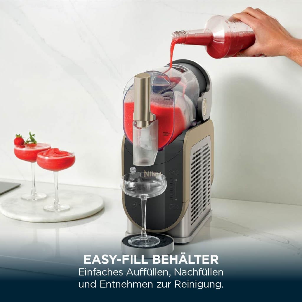 Ninja SLUSHi FS301EUSTGD Slush Ice Cocktail Frappe Milkshakes & Frozen Juice Machine - WhisperChill Technology - Holds 1.9L - Stone Gold