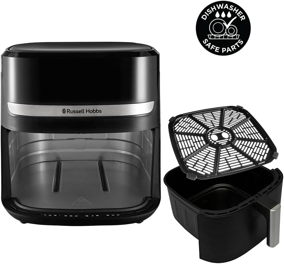 Russell Hobbs SatisFry 27632-56 Hot Air Fryer XXL 8.3 L Compact Housing, Very Quiet, Pizza Diameter 26 cm (9 Programmes, Dishwasher Safe, Fryer without Oil, TouchScreen, Grilling, Baking)
